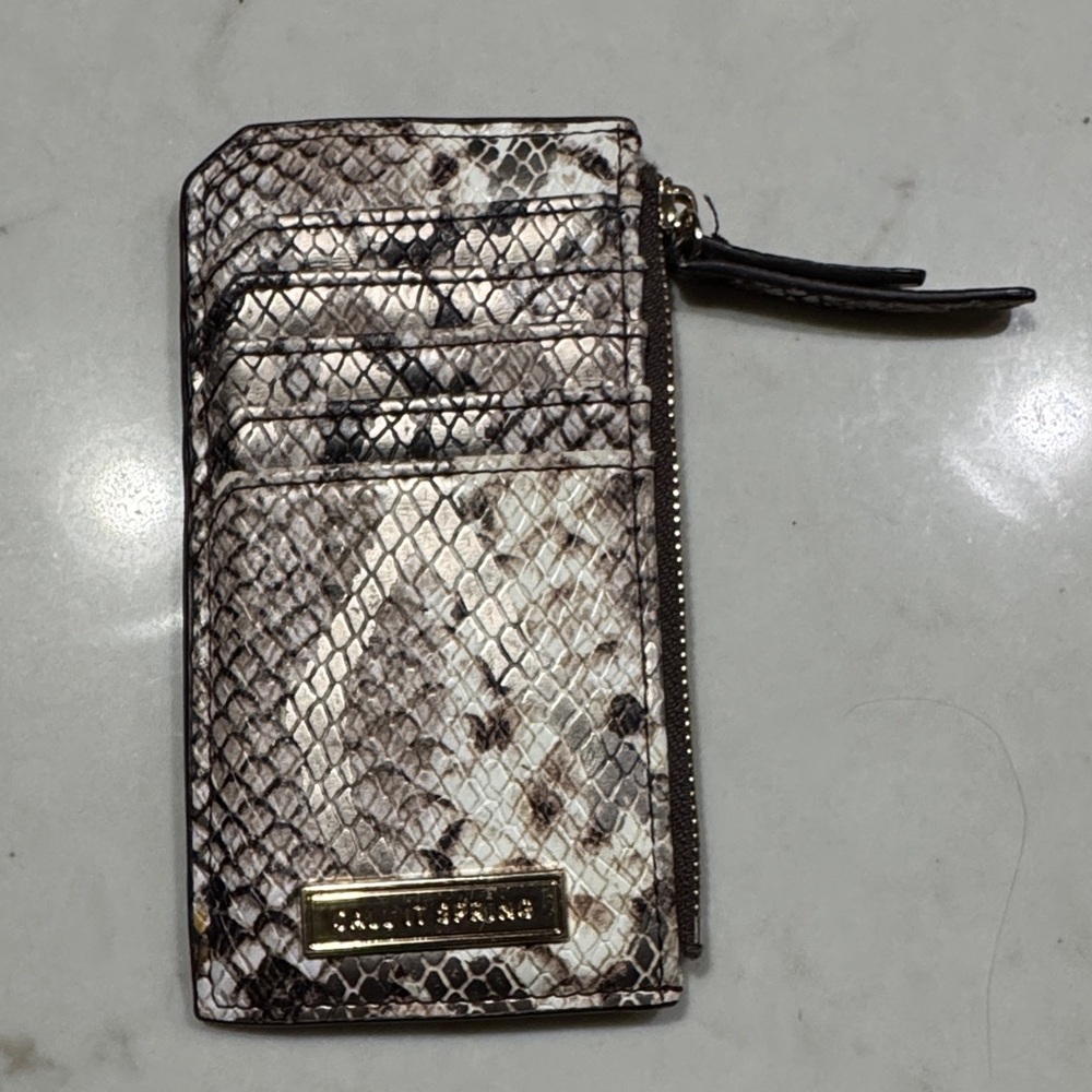 Call It Spring Snake-Print Card  Holder in Brown, Cream, Gold